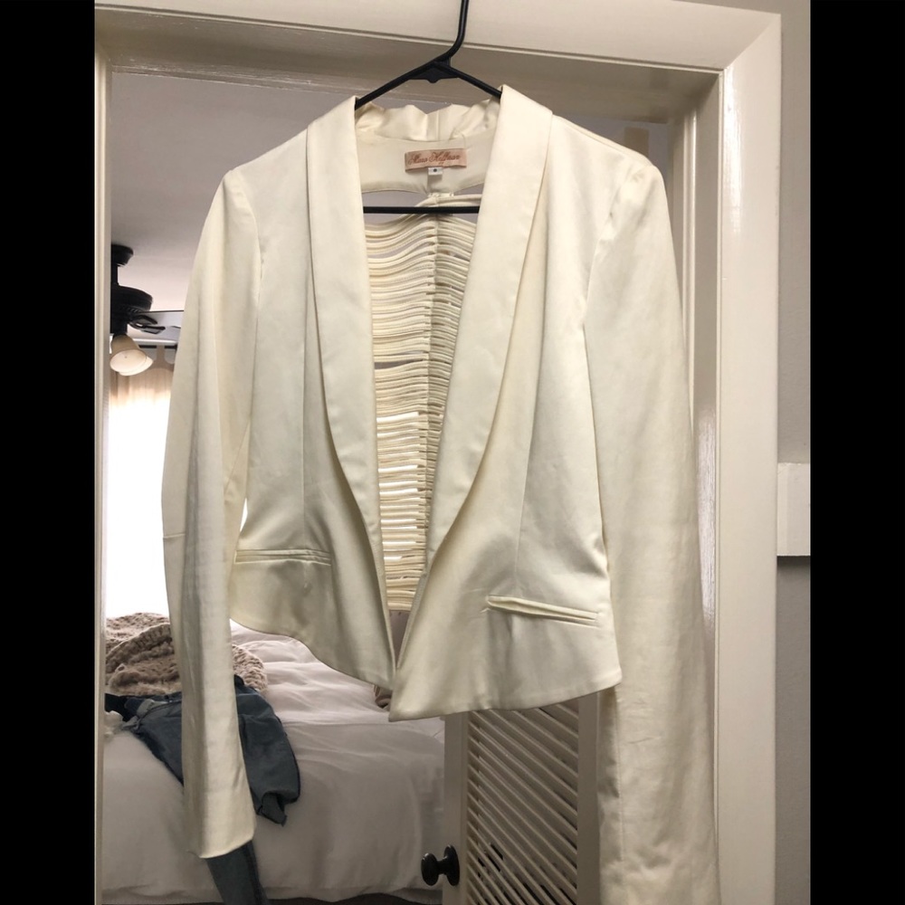 Mara Hoffman white lace up back blazer